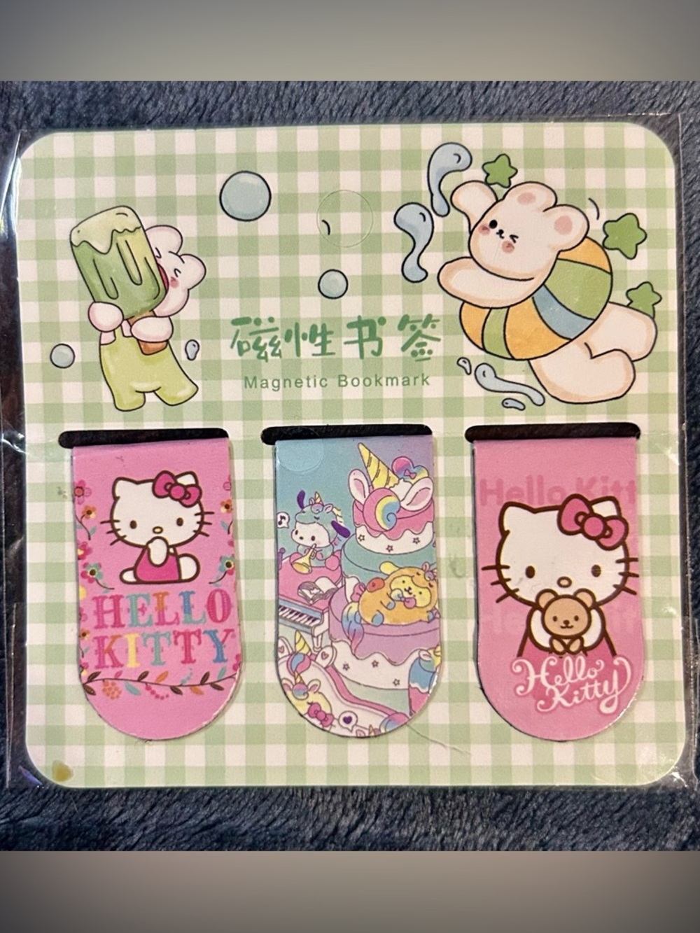 Kawaii Hello Kitty Style Magnetic Bookmark Set 3pc Cute